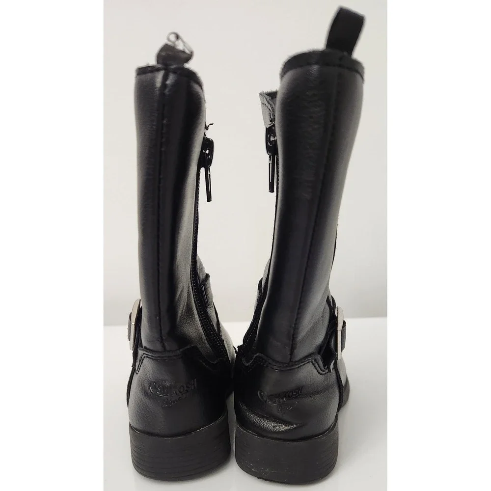 OshKosh Black Faux Leather Side Zip Fashion Riding boots shoes Toddler‎ Size 5